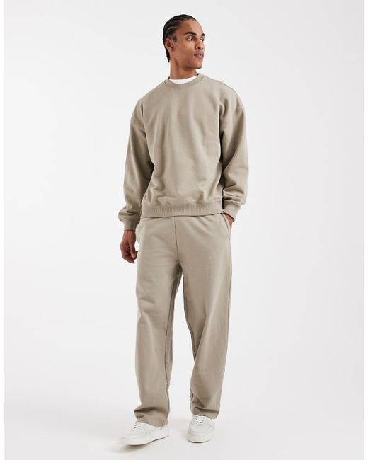 Only & Sons Oversized Sweatshirt Van Premium 400Gsm Zware Stof Met Ronde Hals in het Natural voor heren
