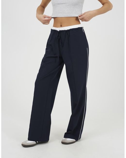 Brave Soul Blue Contrast Waistband Tailored Trousers