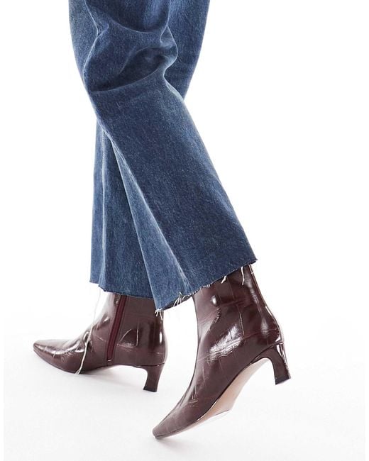 Schuh Blue Bexley Pointed Toe Kitten Heel Ankle Boots