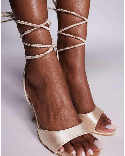 Public Desire Brown Bea Peep Toe Heeled Sandals