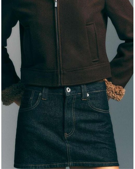 Stradivarius Green D62 Denim Skort