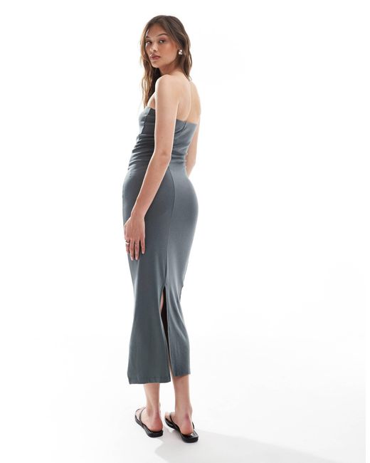 Brave Soul Blue – trägerloses midikleid aus baumwoll-jersey