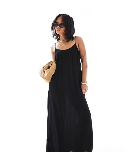 Only Petite Maxi Cami Jurk Met Textuur in het Black