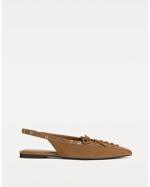 Stradivarius White – flache schuhe aus spaltwildleder