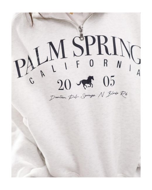 Bershka White 1/4 'palm Springs' Sweatshirt