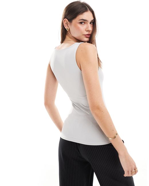 ONLY White Reversible Seamless Square Neck Vest Top