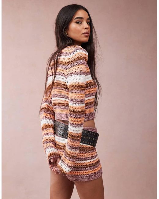 Cárdigan A Rayas De Punto De Croché De (Parte De Un Conjunto) ASOS de color Multicolor