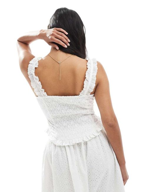 Top Corsetero De Bordado Inglés De Algodón De Miss Selfridge de color White