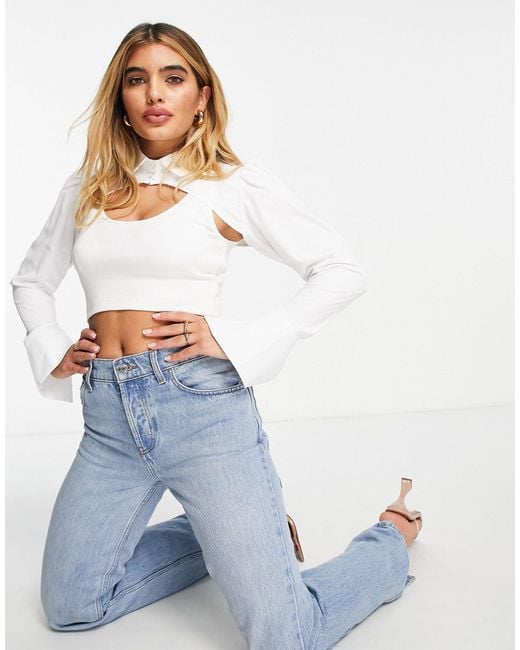 Aria Cove Extreme Crop Shirt in White Lyst
