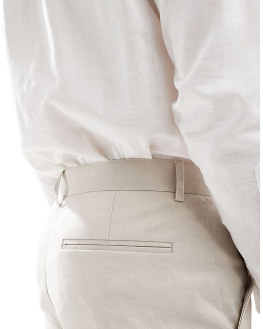 ASOS Black Smart Slim Fit Linen Blend Pants for men