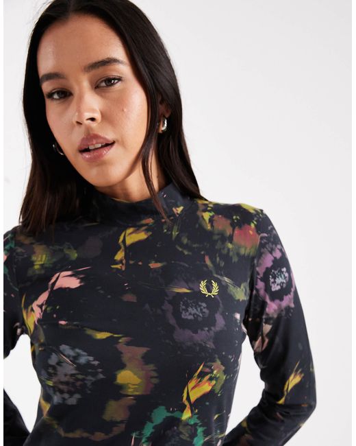 Robe à fleurs Fred Perry en coloris Black