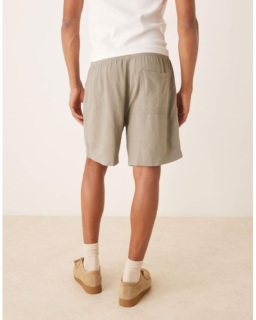 ASOS – weite shorts zum reinschlüpfen mit hohem leinenanteil in Natural für Herren