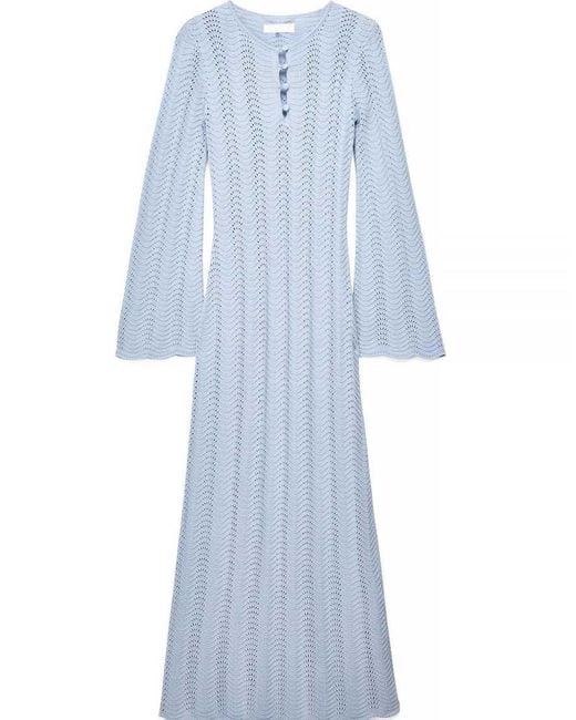 NA-KD Blue Knitted Crochet Maxi Dress