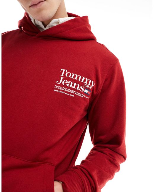 Modern - felpa con cappuccio vestibilità classica rossa con logo di Tommy Hilfiger in Red da Uomo