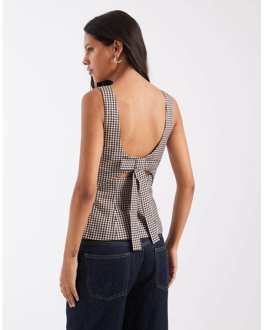 ONLY Gray Bow Details Structured Top