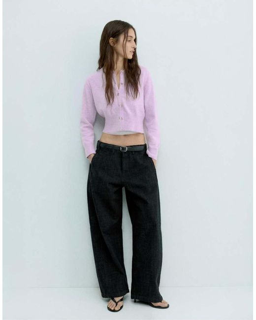 Pull&Bear Purple Short Buttoned Cardigan
