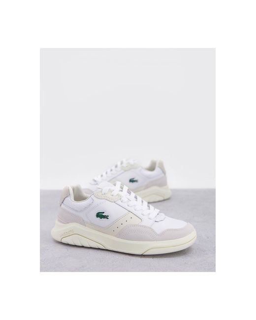Lacoste White Game Advance Luxe Suede Panel Trainers