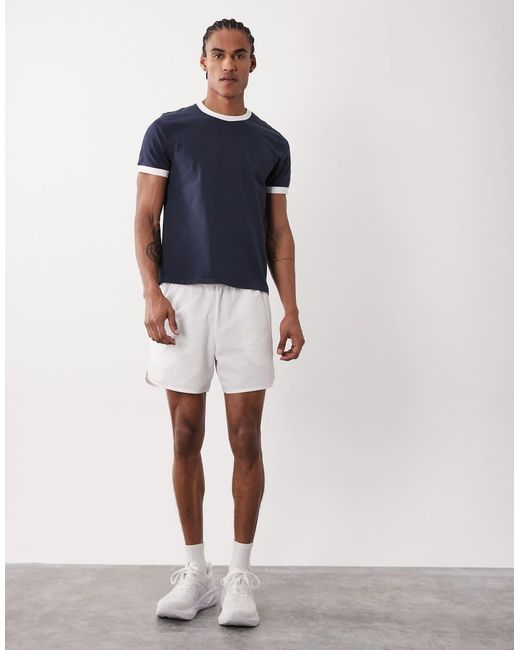 4505 Blue Shrunken Muscle Fit Cotton Baby Ringer Tee With Quick Dry Finish for men