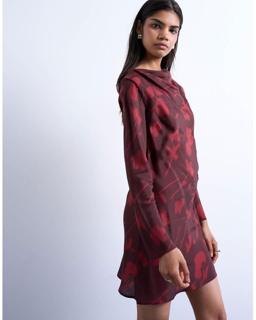 TOPSHOP Purple Drape Neck Mini Dress