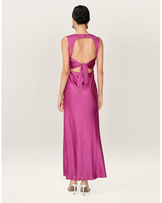 OMNES Pink Dresses Nova Satin Midi Dress With Open Back