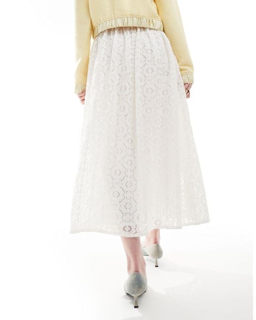 Sister Jane White Lace Midaxi Skirt