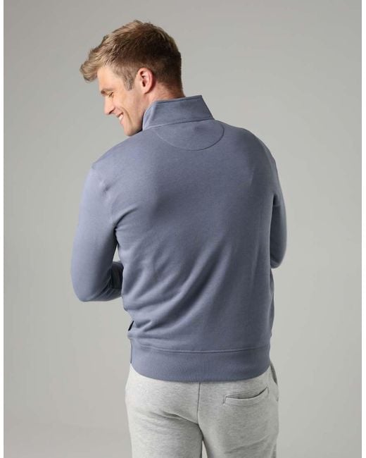 French Connection Blue Cotton Blend Half-Zip Jumper for men