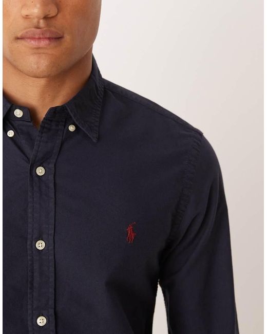 Polo Ralph Lauren Blue Icon Logo Slim Fit Garment Dyed Oxford for men