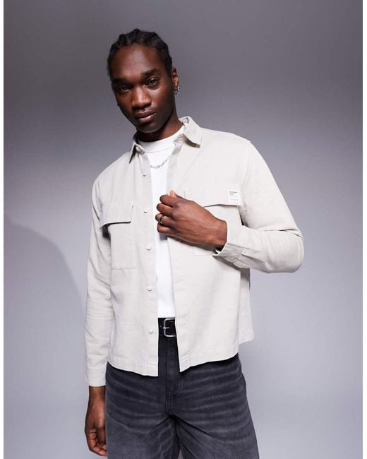 ASOS Gray Boxy Overshirt With Badge for men