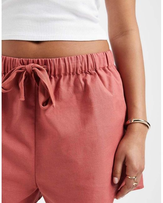 ASOS Red Asos Design Curve Tie Waist Pocket Detail Shorts