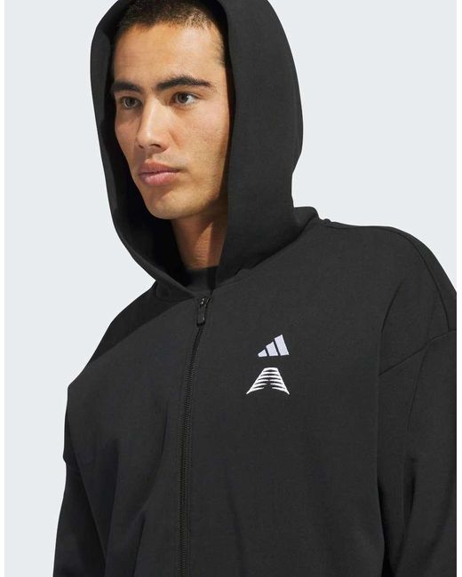 Adidas Originals Black Anthony Edwards Foundation Full Zip Hoody
