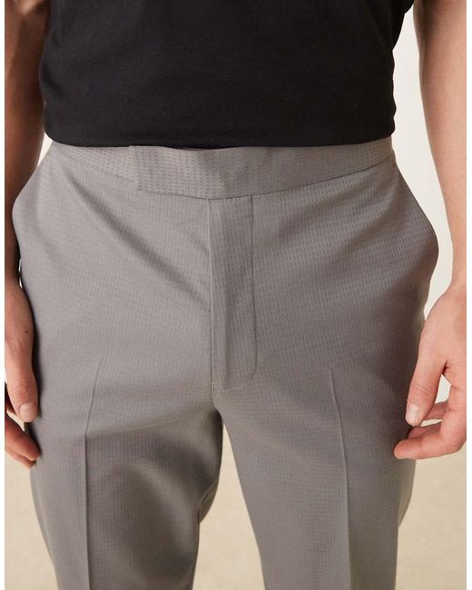 ASOS Gray Tailored Tapered Trouser With Back Adjuster for men