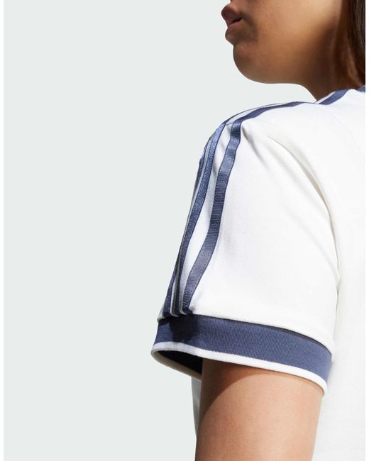 Adidas Originals White Longsleeve LINEAR LOGO 3-STREIFEN T-SHIRT