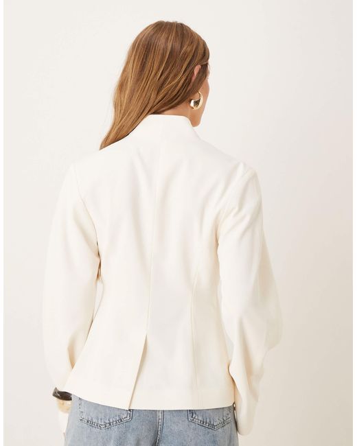 ASOS White Tailored Collarless Cocoon Sleeve Blazer