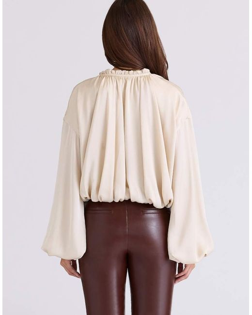 House Of Cb Natural Talia Satin Open Front Blouse
