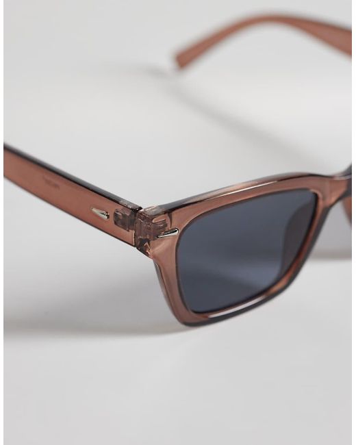 Pieces Brown Retro Square Sunglasses