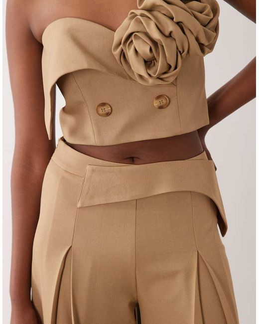 ASOS Natural Co-Ord Tailored Trouser With Waistband Detail