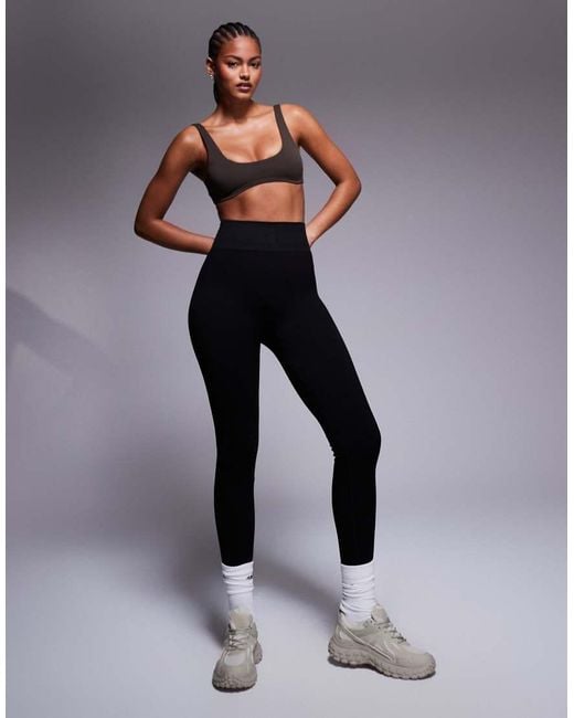 4505 Black Tall Icon Seamless Rib Gym leggings