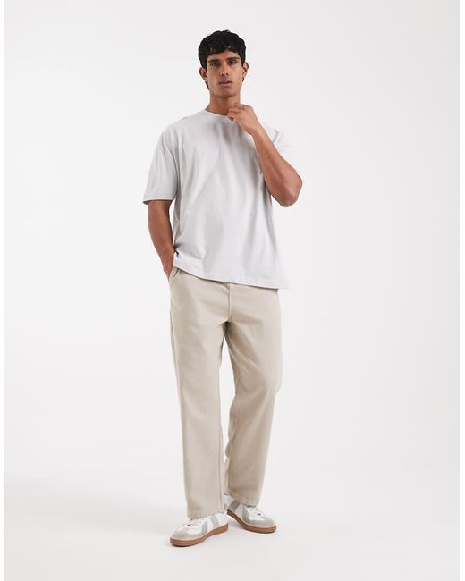 ASOS Natural Relaxed T-shirt With Dropped Shoulder And Street Graphic Puff Print for men