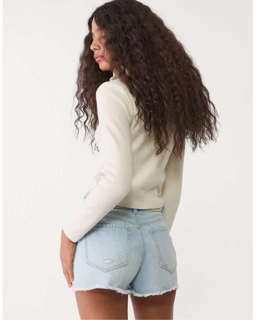 Stradivarius Blue D75 Ripped Denim Shorts