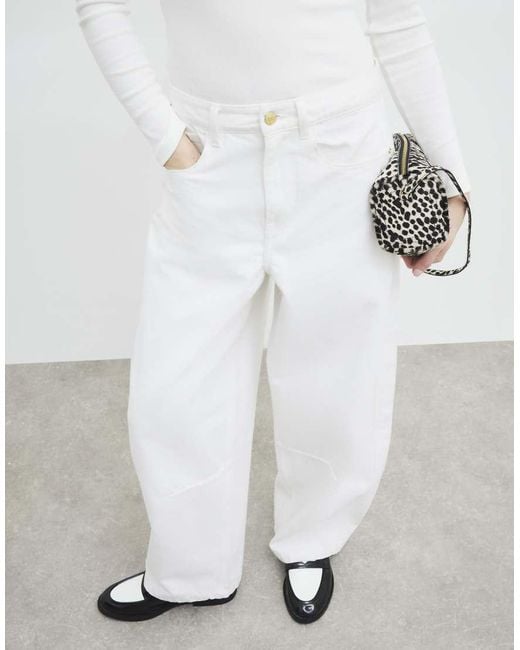 River Island White Denim Barrel Jeans