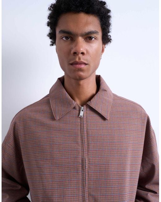 Topman Brown Harrington Jacket for men