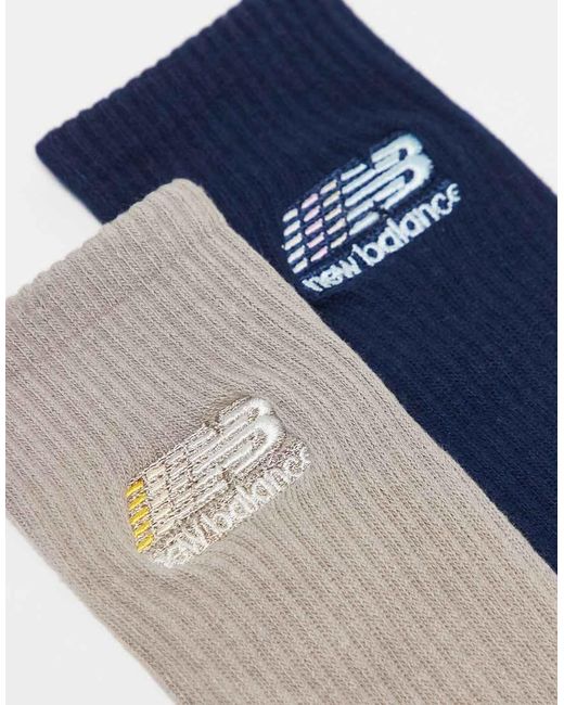 New Balance Blue 2 Pack Ribbed Crew Socks for men