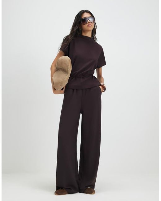 River Island Brown Premium Wide Leg Joggers
