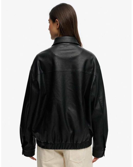 Superdry Black Collared Oversized Bomber Jacket