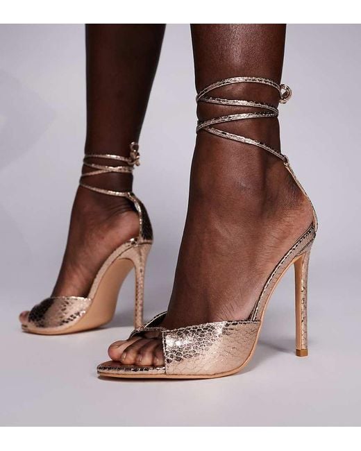 Public Desire Brown Kalisto Tie Leg Heeled Sandals