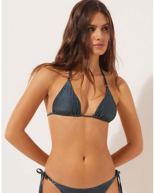 Calzedonia Blue Triangle Bikini Top Glowing Python