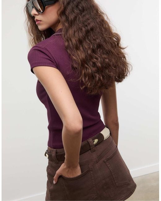 Stradivarius Purple – basic-t-shirt