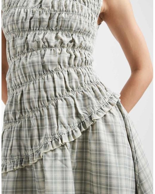 Daisy Street White Asymmetric Midi Dress With Ruffle Detailing