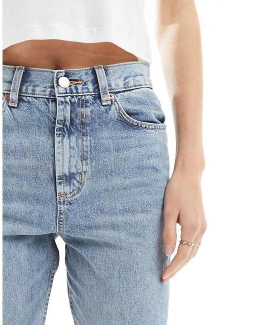 ASOS Blue Asos Design Tall Mid Rise Straight Jeans