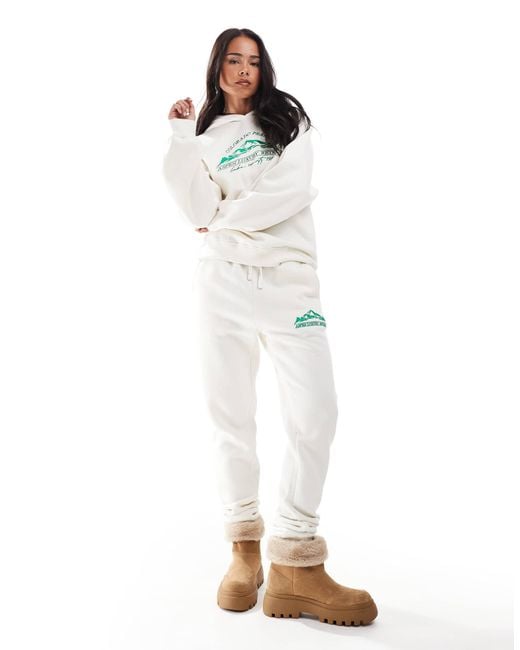 Threadbare White Ski Oversized Hoodie And jogger Tracksuit
